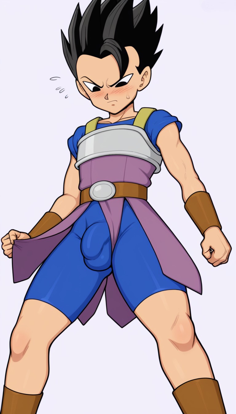 ai_generated bulge cabba dragon_ball dragon_ball_super embarrassed male male_only