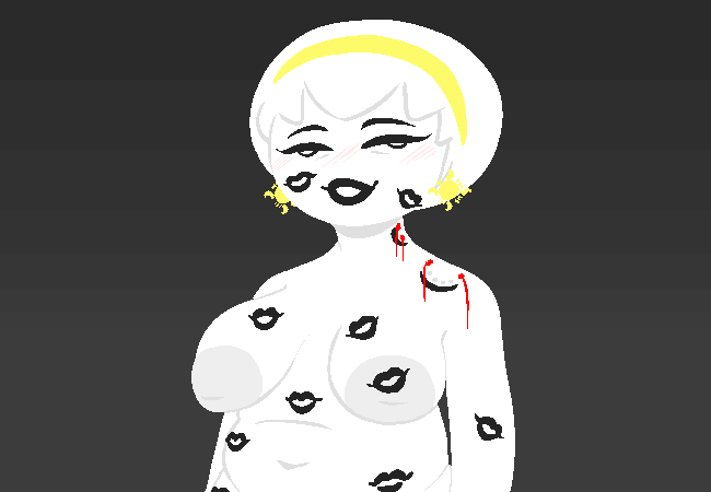 1girls accurate_art_style bite_marks black_lipstick bleeding blush breasts earrings female female_focus female_only galaxicsin headband homestuck inverted_nipples large_breasts lipstick lipstick_mark makeup nude nude_female nudity rose_lalonde short_hair short_hair_female solo solo_female