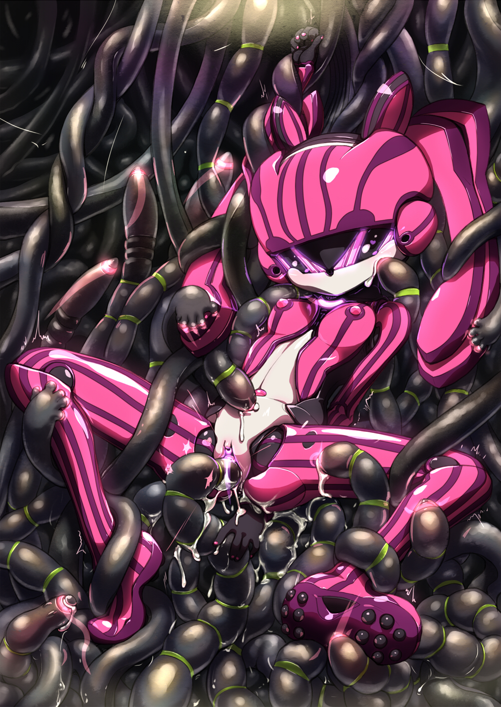 android cum cum_inside facial highres machine musen-shiki_sanhankikan navel_sex nipples pink_skin pussy robot robot_girl sex source_request striped tentacle tied_hair twintails vaginal_penetration