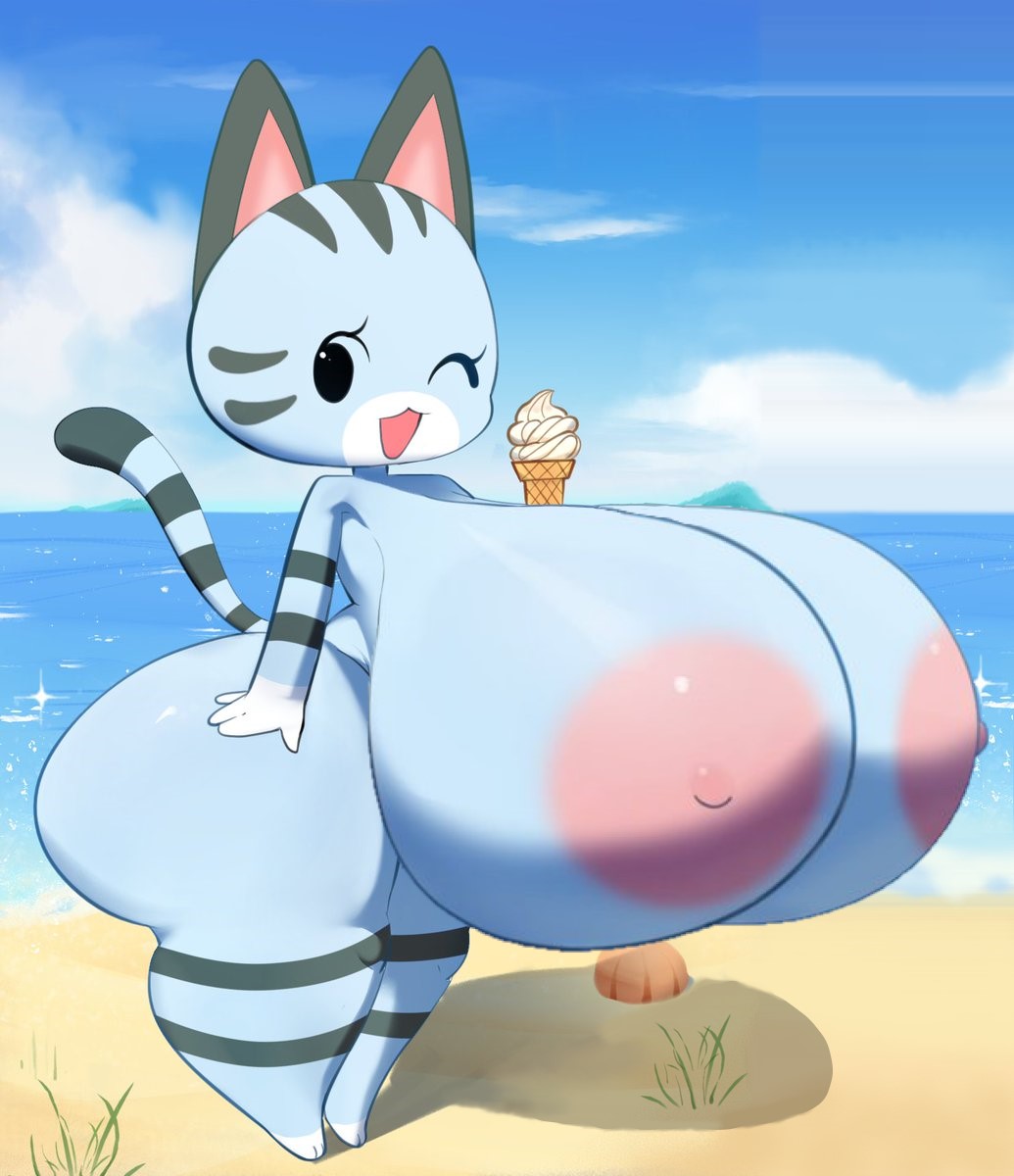 1girls 2022 animal_crossing areolae ass beach big_ass big_butt bing_chilling blue_fur breasts cat cat_ears cat_girl cat_humanoid cloud cute female furry huge_breasts hyper_breasts ice_cream ice_cream_cone large_ass lolly_(animal_crossing) looking_at_viewer mu111777 nintendo nipples nude nude_female ocean one_eye_closed open_mouth sand sea sky smile sparkles standing striped_body striped_fur tail wink winking_at_viewer