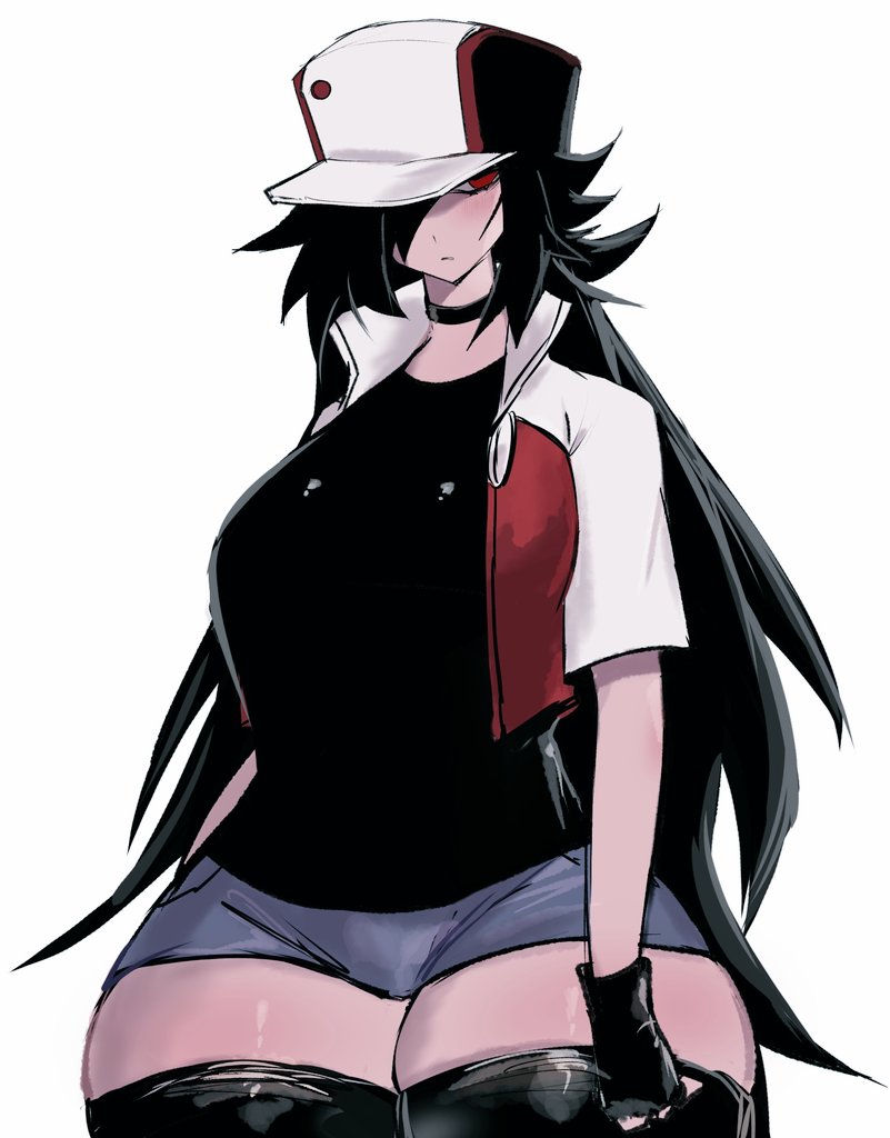 1girls creepypasta female glitchy_red hat hypnos_lullaby nintendo pokemon pokemon_gsc pokemon_rgby red_(pokemon) rule_63 short_sleeves thick_thighs usa37107692