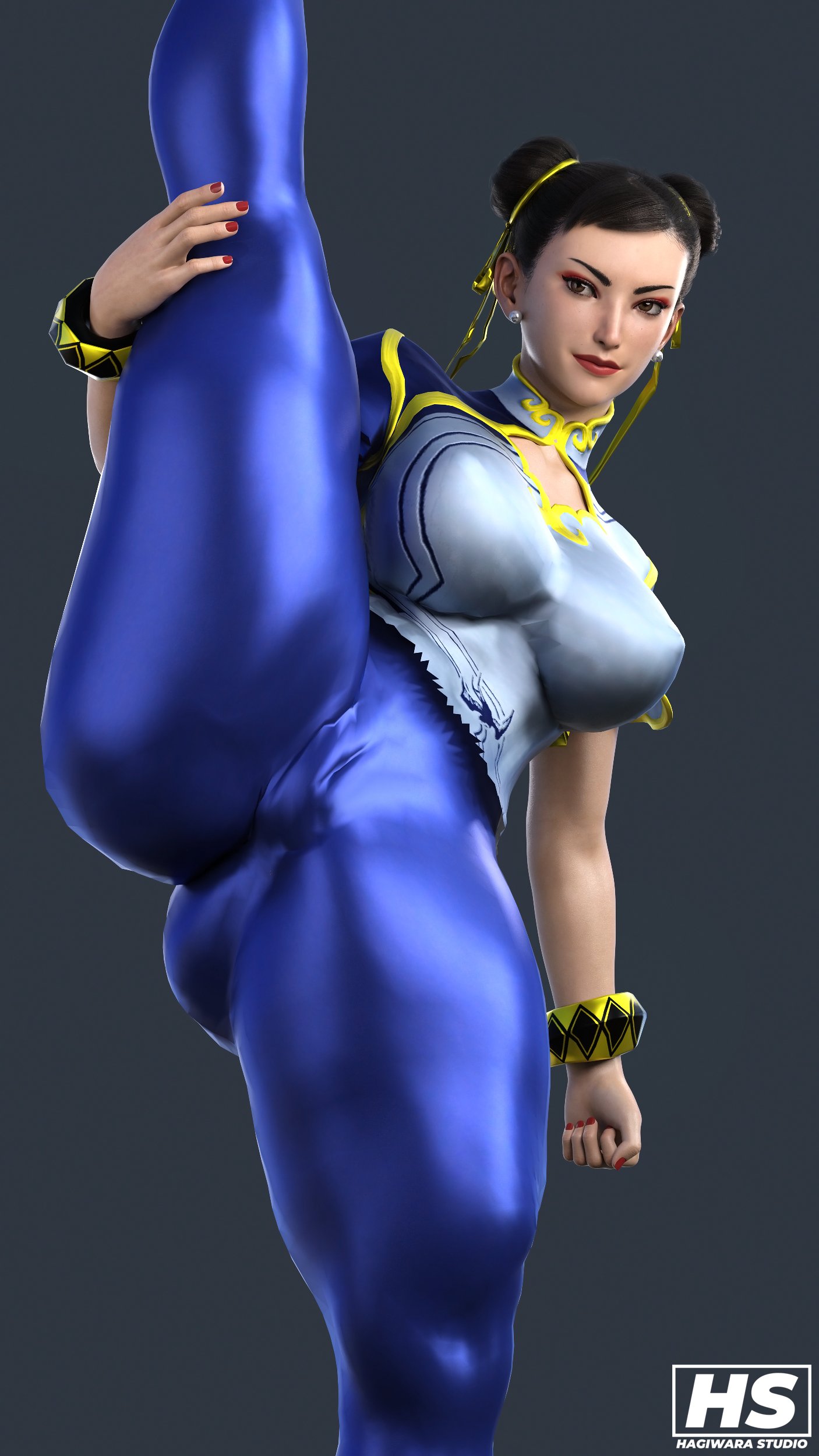 1girls, 3d, ass, ass focus, big ass, big breasts, breasts, capcom, chun-li, clothed, clothed female, clothes, clothing, female, female only, fully clothed, hagiwara studio, mature female, milf, solo, street fighter, street fighter 6, thick thighs, tight clothing, tights, toned, toned legs
