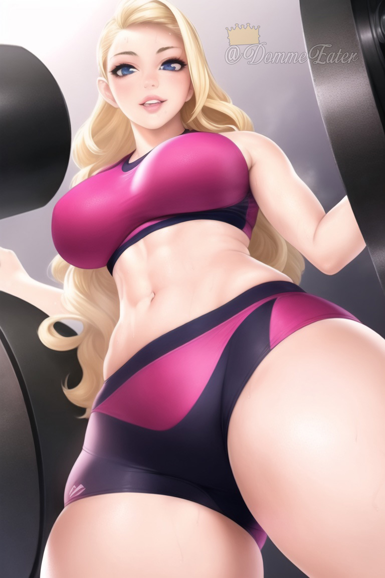 1girls abs ai_generated artist_self-insert athletic athletic_female belly belly_button big_breasts blonde_hair blue_eyes bra breasts busty clothed clothed_female clothes clothing curvaceous curvy curvy_body curvy_female curvy_figure female female_focus female_only grin gym gym_shorts hips large_breasts light-skinned_female light_skin long_hair looking_at_viewer looking_down midriff nai_diffusion navel queen_dee queen_dee_(character) shorts smile smiling smiling_at_viewer solo solo_female solo_focus sports_bra sportswear stable_diffusion steam steaming_body stomach sweat sweaty thick_thighs thighs toned toned_female voluptuous wide_hips