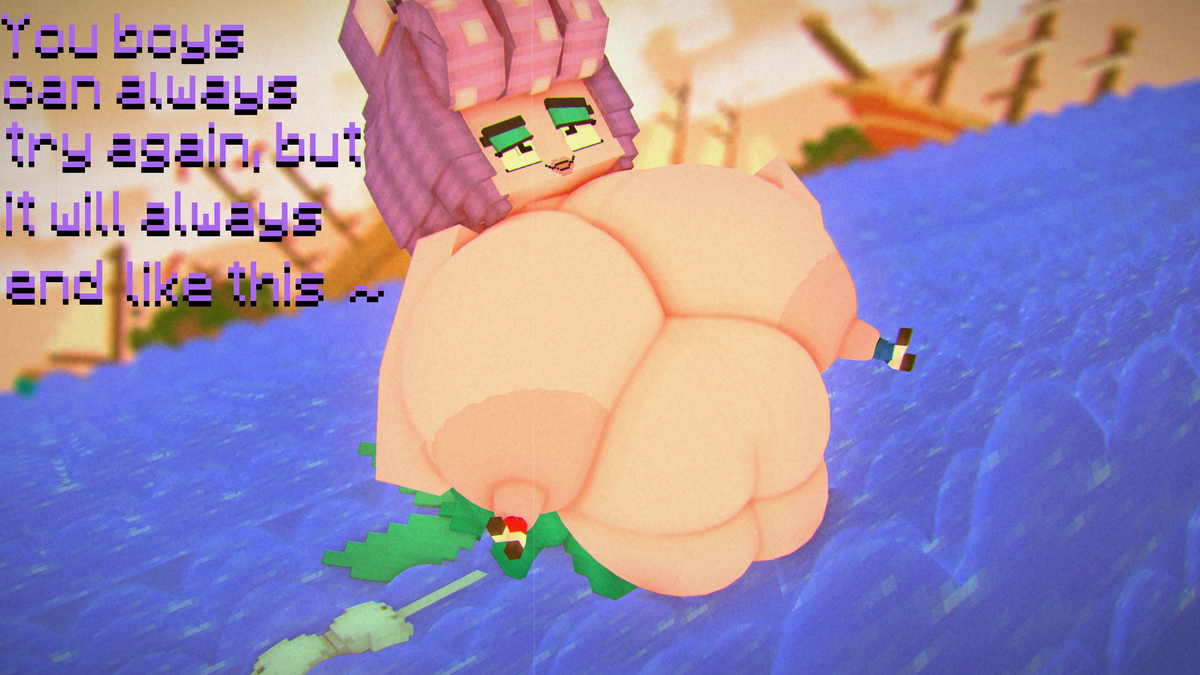 3d, belly, breast vore, breasts, cala maria, cappuccinodrinker, cuphead, cuphead (game), fat, female, giantess, hyper, hyper belly, hyper breasts, macro, minecraft, nipple penetration, nipples, overweight