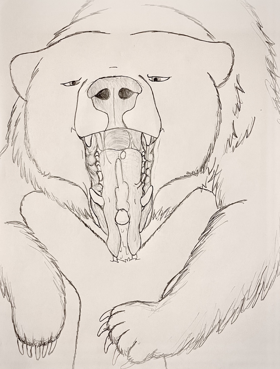 ambiguous_gender anthro anthro_on_feral bear bedroom_eyes bestiality big_tongue blowjob bodily_fluids brown_bear claws cum cum_in_mouth cum_inside cumshot cumshot_in_mouth duo ejaculation fellatio fellatio_from_feral female_feral feral genital_fluids genitals graphite_(artwork) grizzly_bear hgythshs hi_res larger_ambiguous larger_feral licking looking_down male male_human/female_feral mammal monochrome mouth_shot nude open_mouth oral oversized_fellatio oversized_oral pencil_(artwork) penile penis penis_lick penis_on_tongue presenting_mouth saliva saliva_string sex size_difference size_play smaller_anthro smaller_male submissive_male tongue tongue_out tongue_taco traditional_media_(artwork) ursid ursine zoophilia