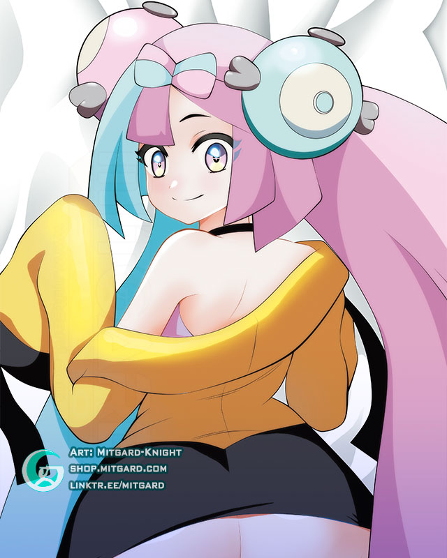 ass, bodypillow, dakimakura, female, iono (pokemon), looking at viewer, looking back, mitgard-knight, pokegirl, pokemon, pokemon sv, solo, two-tone hair