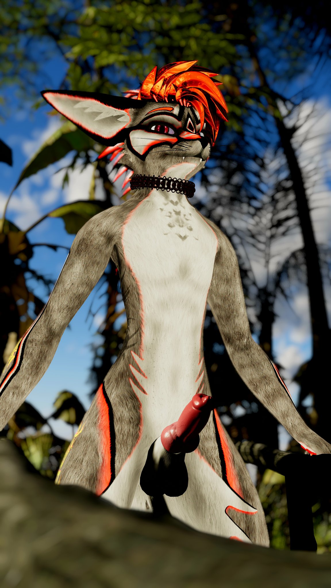 anthro black_fur black_markings blazen420 canid canine fox fur furry furry_only grey_fur light_belly male_only red_fur red_markings rexouium tagme twitter url vr_media vrchat