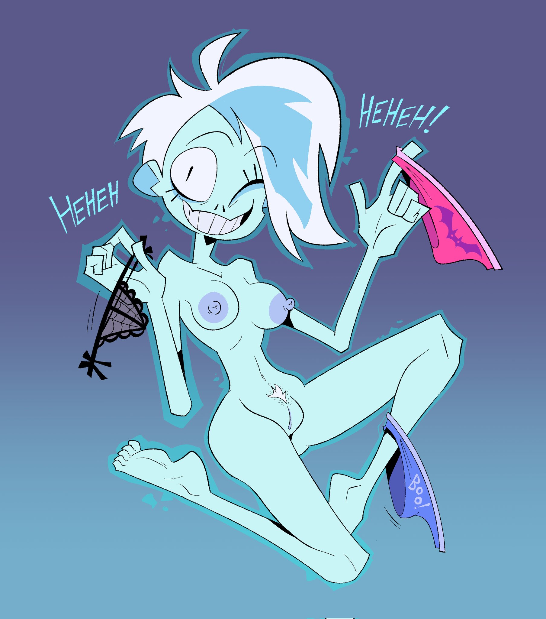 1girls, ass, breasts, female, herny, nude, panties, phantasma phantom, pussy, scooby-doo, scooby-doo and the ghoul school, signature, solo, text