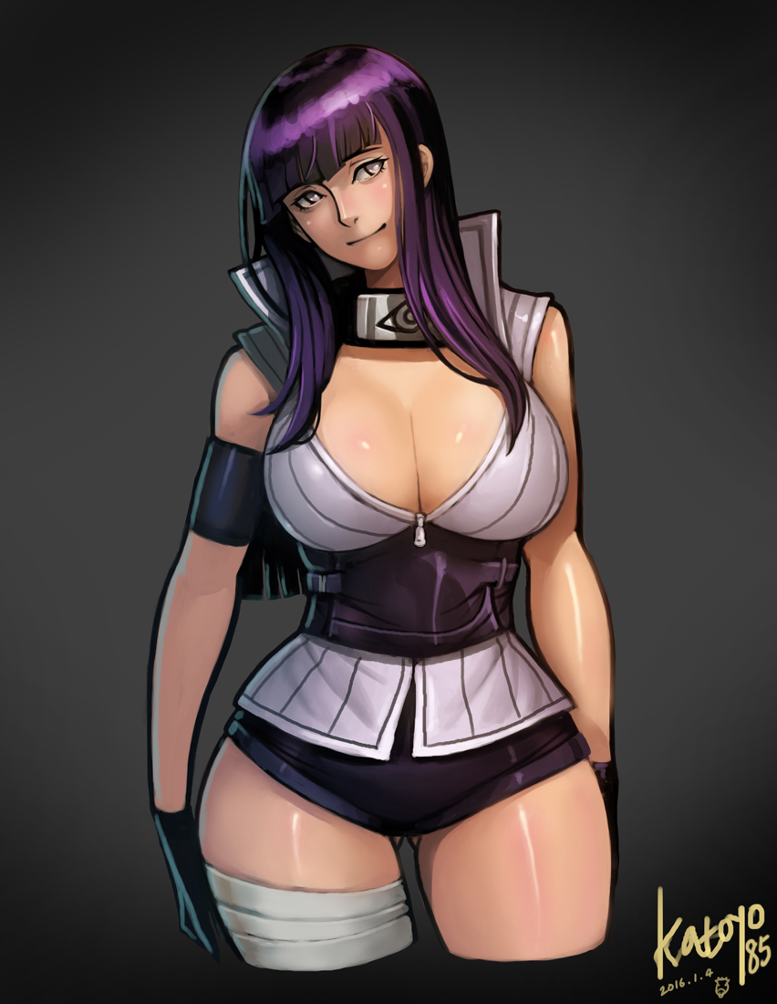 1girls adapted_costume artist_name ass_visible_through_thighs bandaged_leg bandages bangs bare_shoulders big_breasts black_gloves blunt_bangs blush blush_lines breasts cleavage closed_mouth cropped_legs dated eyelashes female female_focus female_only forehead_protector gloves grey_background head_tilt hyuuga_hinata katoyo85 konohagakure_symbol large_breasts light-skinned_female light_skin light_smile long_hair looking_to_the_side micro_shorts naruto naruto:_the_last naruto_(series) naruto_shippuden no_bra purple_eyes purple_hair shiny shiny_clothes shiny_hair shiny_skin short_shorts shorts signature simple_background smile solo solo_female solo_focus unzipped