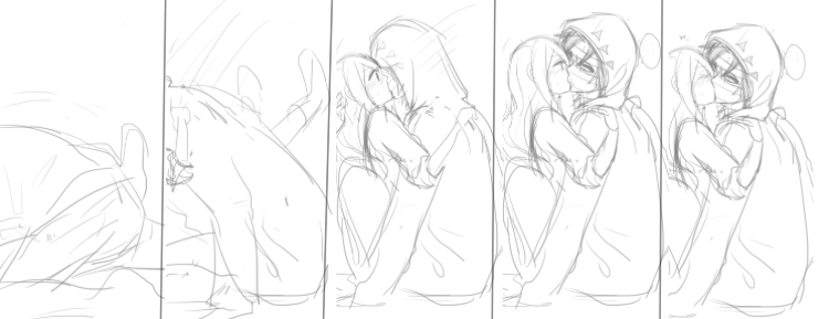 1boy angels_of_death blush female issac_foster kissing rachel_gardner satsuriku_no_tenshi sketch straight