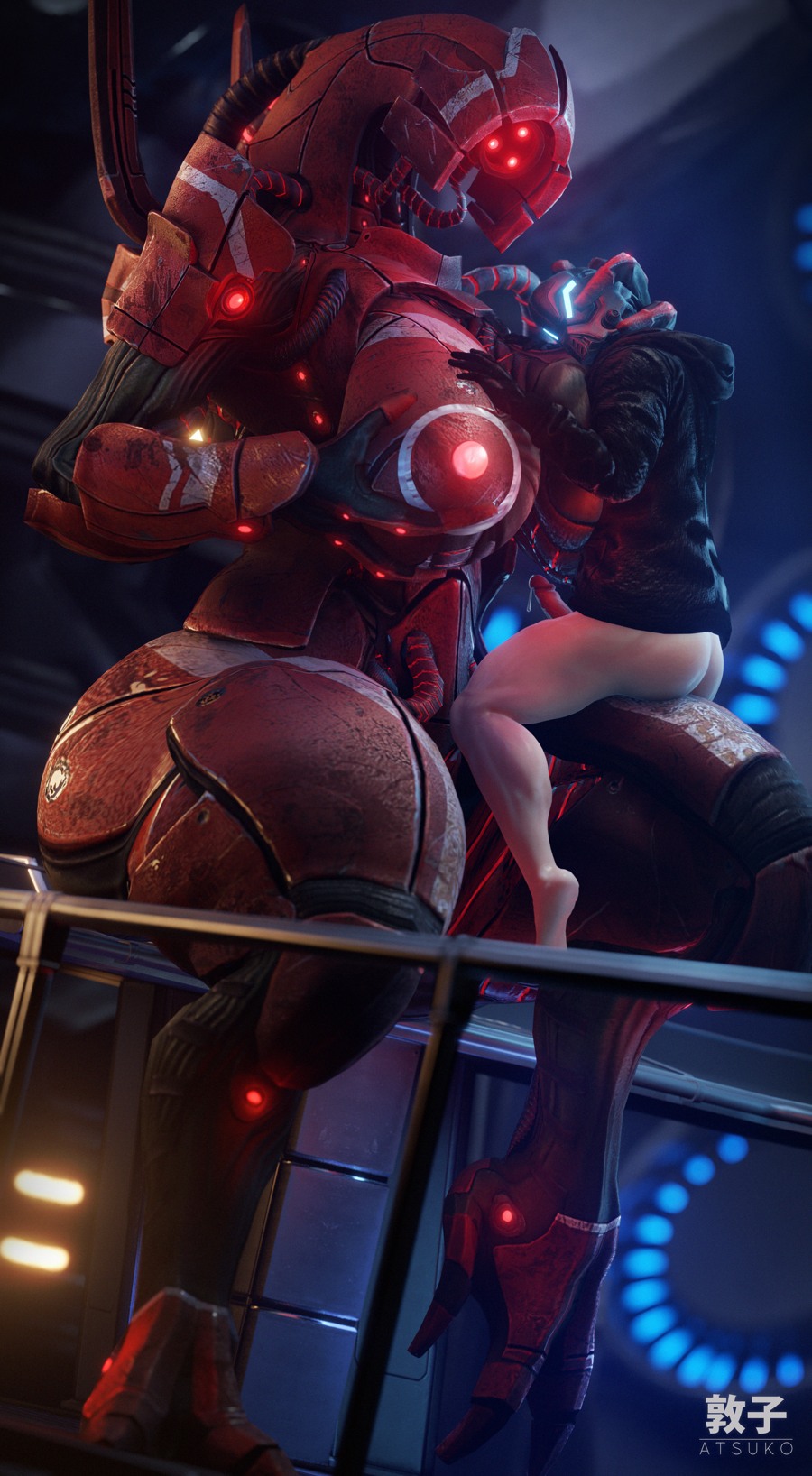 1boy 1boy1girl 1girls 3d athletic_female atsuko_(artist) big_breasts busty geth human human_penetrating larger_female light-skinned_male mass_effect robot robot_girl tagme