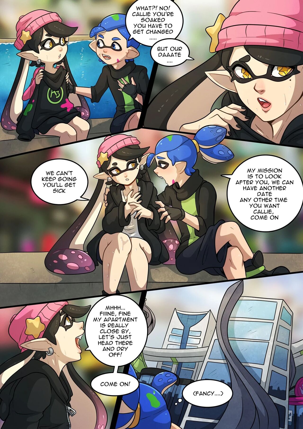 agent 3 (splatoon), callie (splatoon), comic, female, inkling, inkling boy, inkling girl, kinkymation, male, male new agent 3 (splatoon), new agent 3 (splatoon), splatoon, splatoon (series), squid sisters, tentacle hair