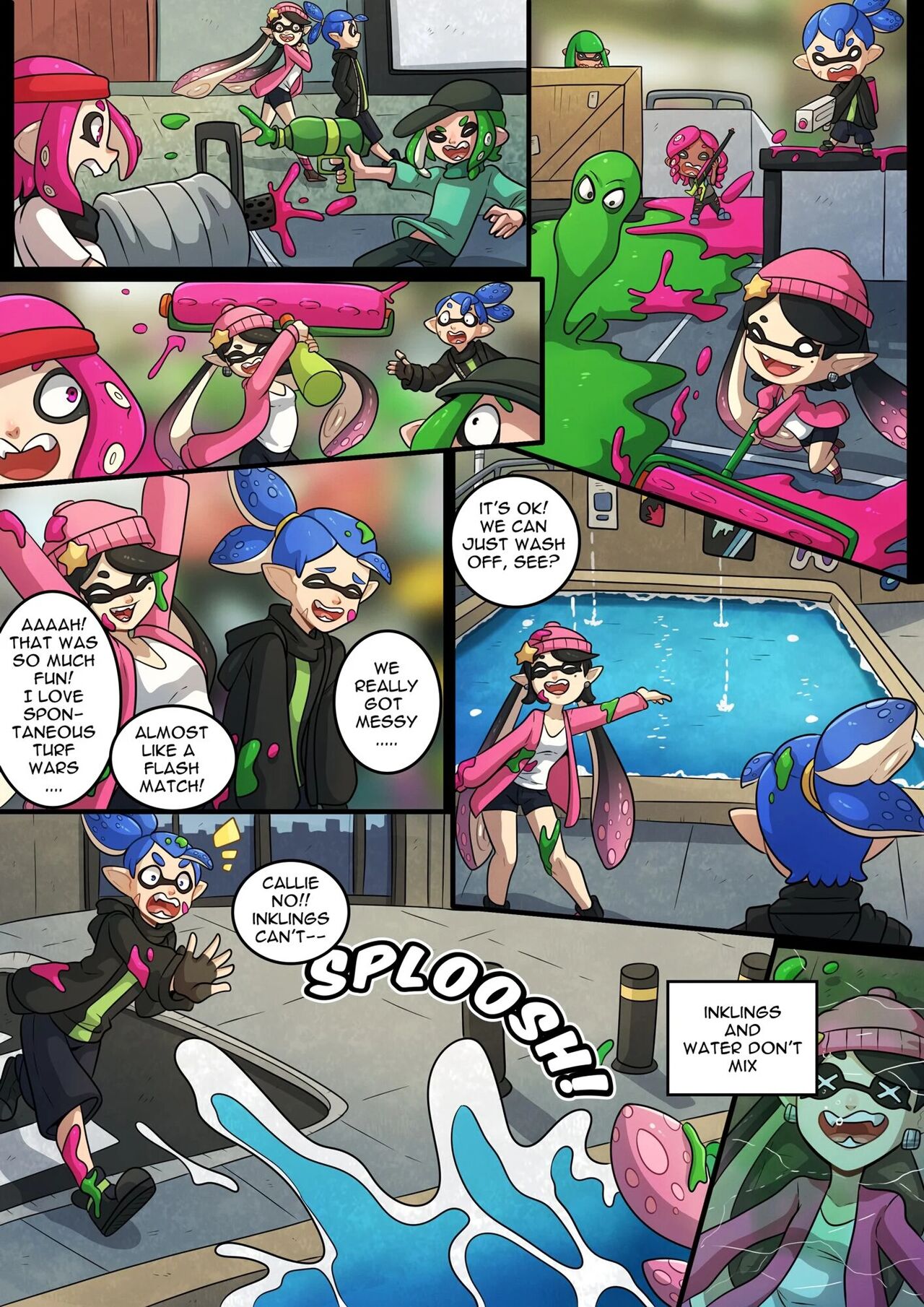 agent 3 (splatoon), callie (splatoon), comic, female, inkling, inkling boy, inkling girl, kinkymation, male, male new agent 3 (splatoon), new agent 3 (splatoon), octoling, octoling girl, splatoon, splatoon (series), squid sisters, tentacle hair