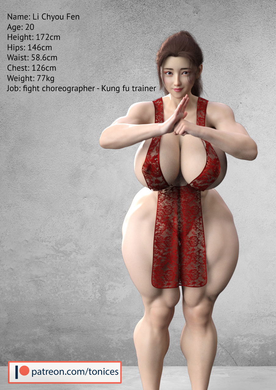 1girls, 3d, asian, asian female, ass, athletic, athletic female, big ass, big breasts, big butt, bimbo, breasts, busty, character age, character bio, character height, character profile, character sheet, character weight, chinese, chinese female, cleavage, curvaceous, curvy, english text, female, female only, fighter, fit, fit female, hips, hourglass figure, huge ass, huge breasts, human, large ass, large breasts, legs, li chyou fen, light skin, light-skinned female, lips, muscles, muscular, muscular female, original, original character, reference sheet, text, thick, thick legs, thick thighs, thighs, tonices, top heavy, upper body, voluptuous, wide hips