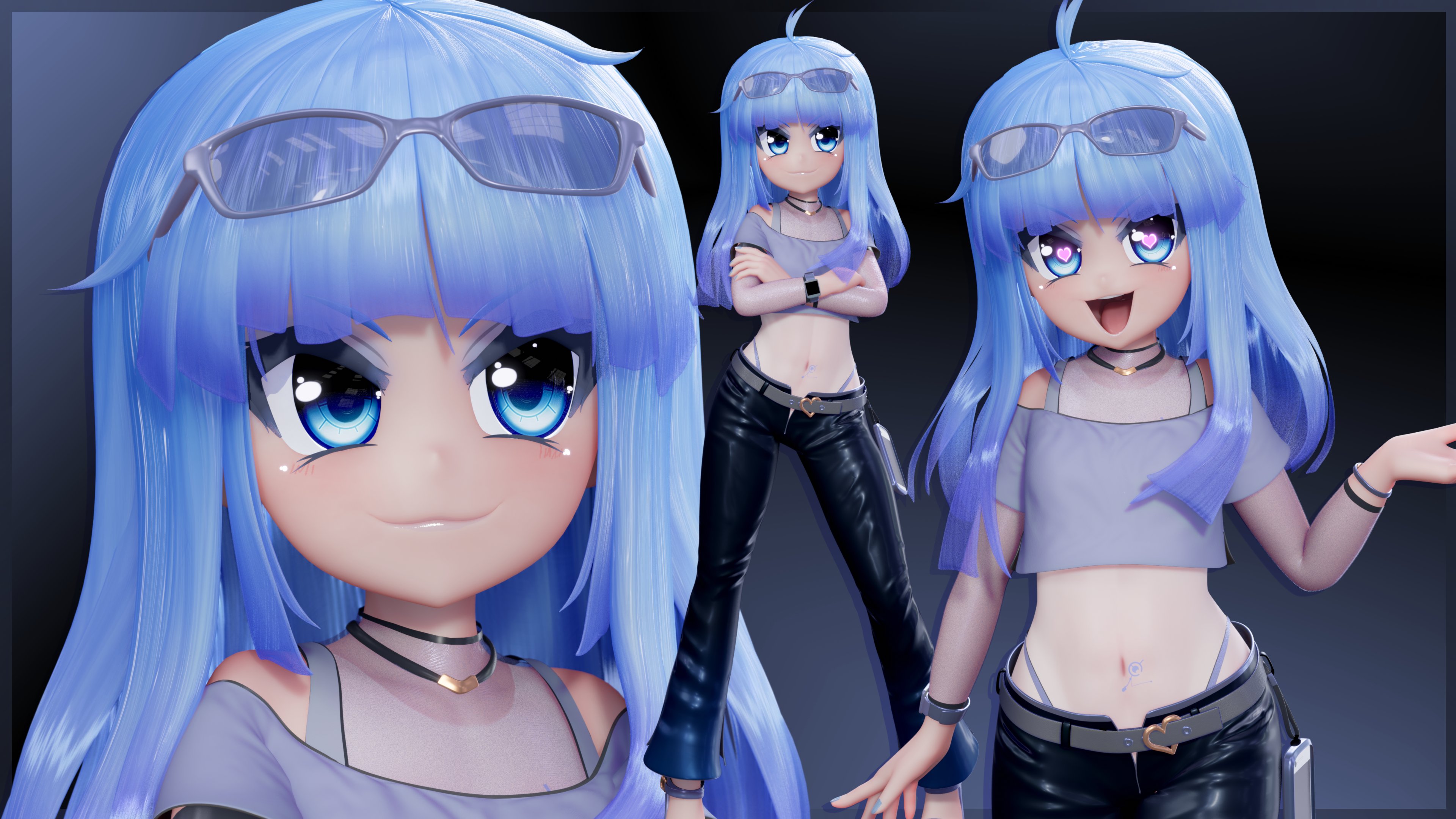 3d, blue eyes, blue hair, cybra, mantis x, original, tagme
