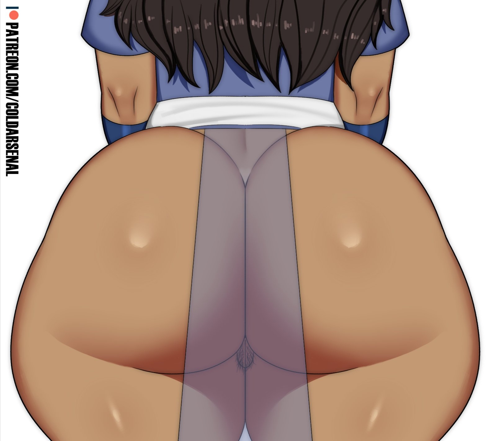 1girls, ass, ass focus, avatar the last airbender, back view, big ass, big butt, bubble ass, bubble butt, clothing, coldarsenal, curvaceous, curvy, curvy body, curvy female, curvy figure, dark skin, dark-skinned female, fat ass, female, female only, huge ass, huge butt, katara, large ass, long hair, looking at viewer, looking back, solo, solo female, thick, thick ass, thick thighs, thighs, voluptuous, voluptuous female, wide hips