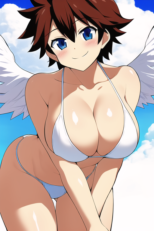 ai_generated angel angel_wings blue_eyes brown_hair female genderswap_(mtf) kid_icarus kid_icarus_uprising nai_diffusion nintendo pit pit_(kid_icarus) rule_63 stable_diffusion
