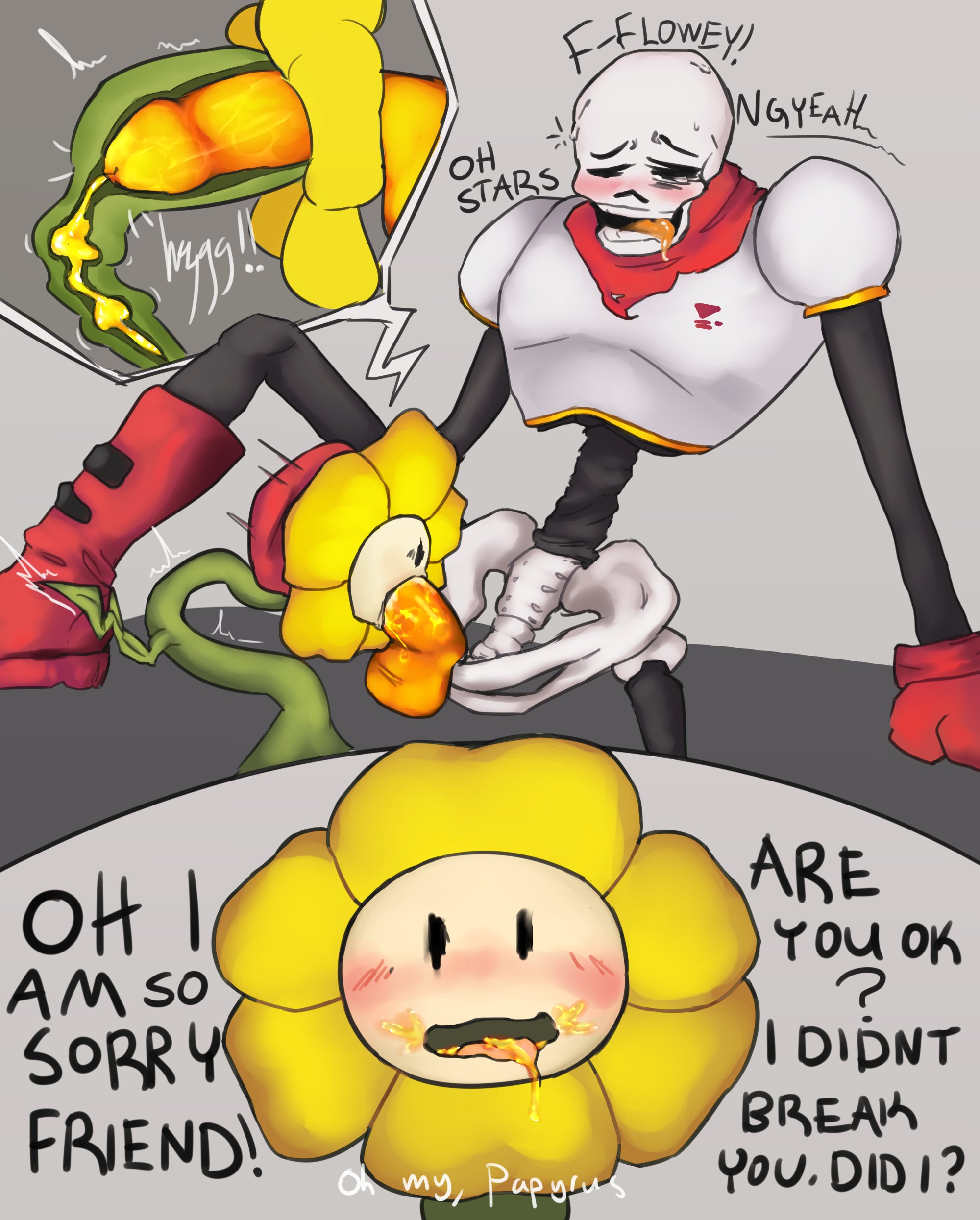 flowey the flower, male, male only, papyrus, tagme, tagme (artist), undertale, undertale (series)