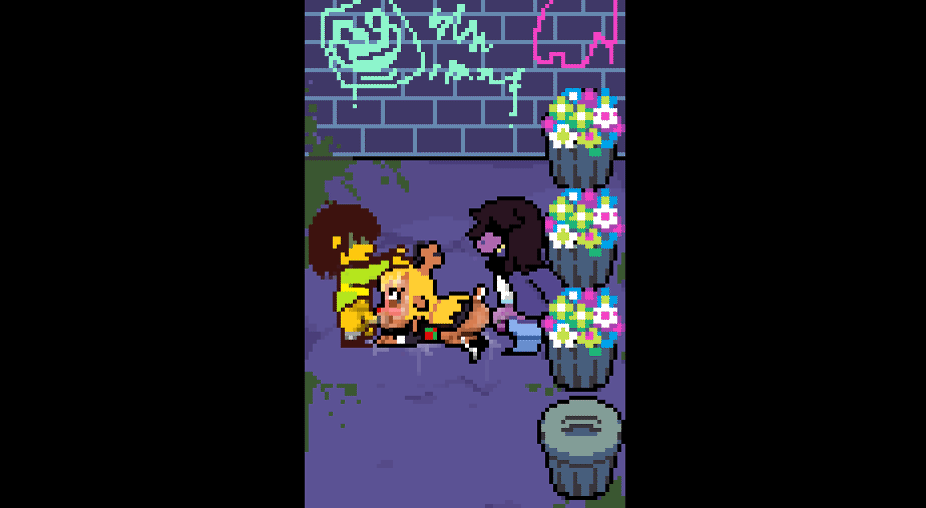 2d, animated, deltarune, female, futa on female, futanari, gif, intersex, kris (deltarune), noelle holiday, pixel art, sex, susie (deltarune), theevilfallenone, threesome