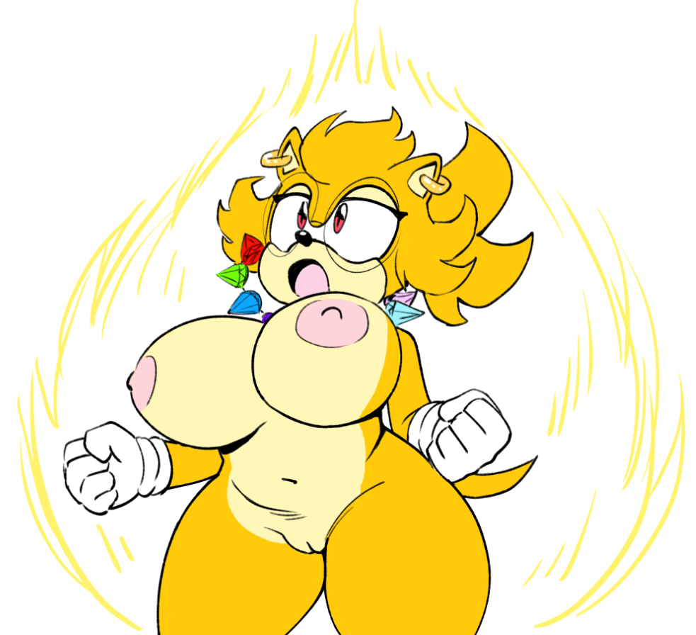 1girls 4chan danon deceiveranon female female_focus female_only nude nude_female red_eyes sonic_(series) sonic_the_hedgehog_(series) sthg super_saiyan super_sonic tagme yellow_body yellow_fur