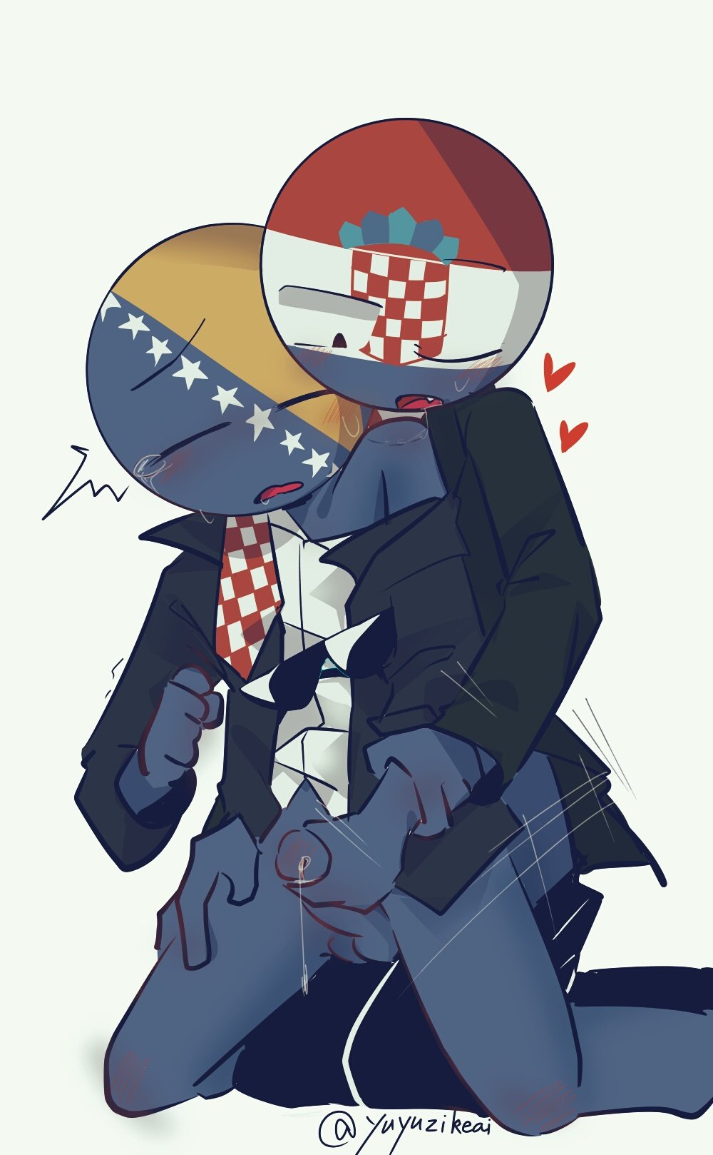 ahe_gao bosnia_and_herzegovina_(countryhumans) countryhumans croatia_(countryhumans) gay gay_sex sex stroking_penis yuyuzikeai