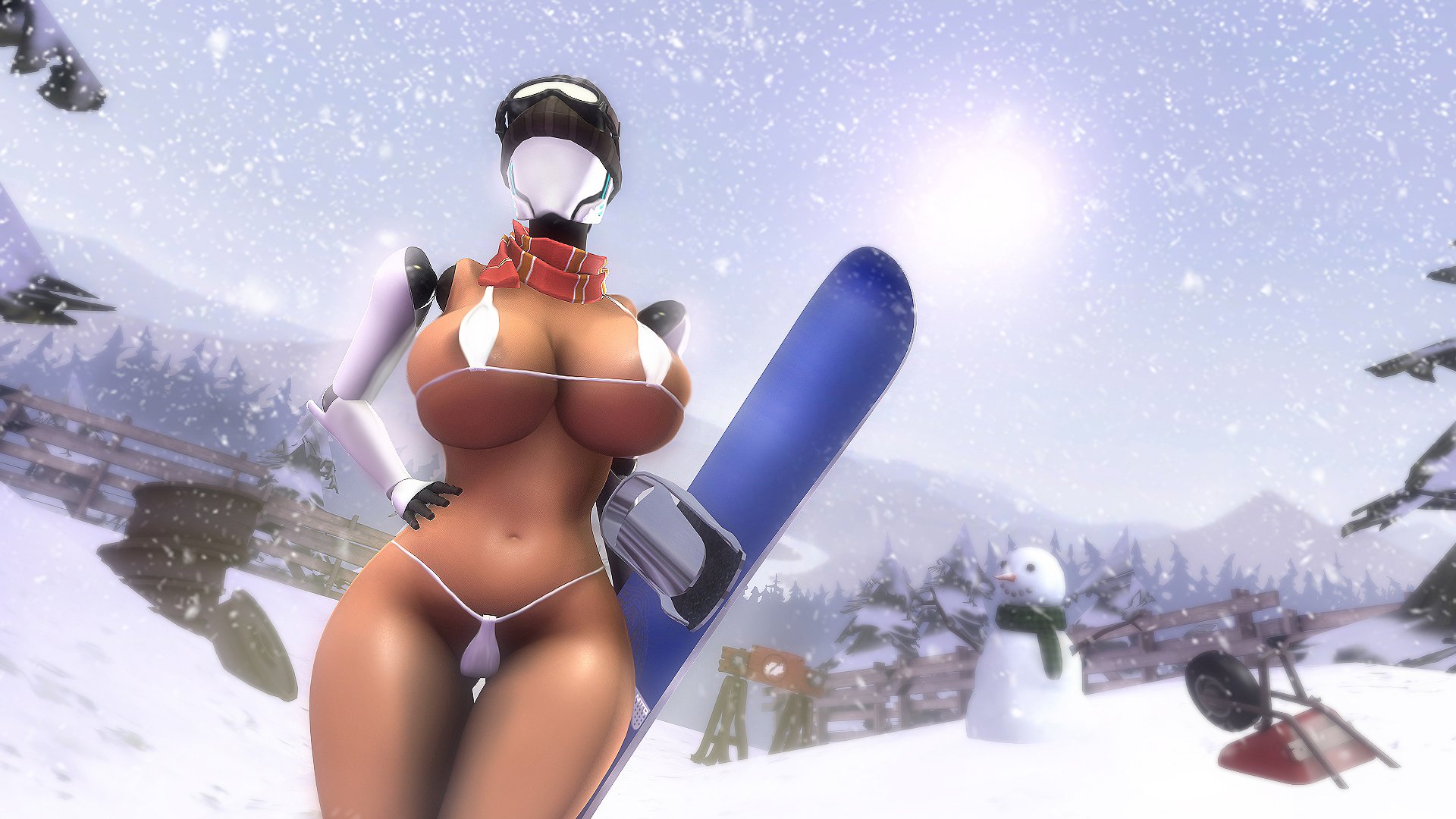 1girls, 3d, big breasts, bikini, breasts, female, haydee, haydee (game), micro bikini, robot, robot girl, rodler-h8, snow, solo, solo female, tagme, thick thighs