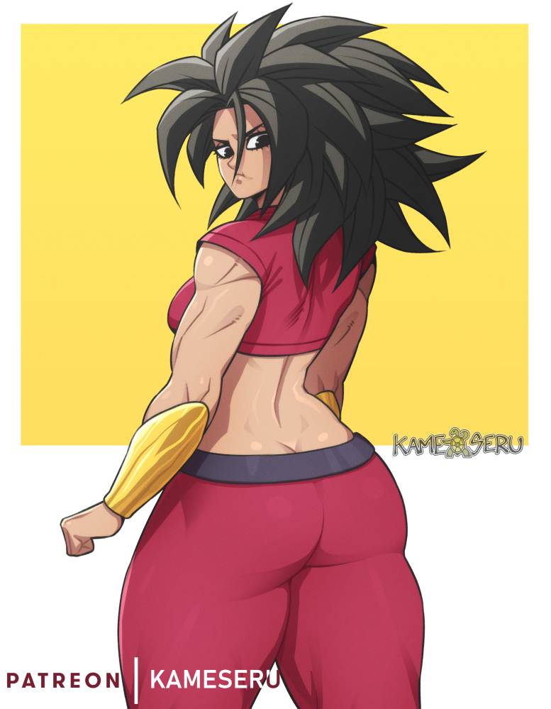 1girls, ass, back view, big ass, big butt, dragon ball, dragon ball super, female, hair down, kamekuzu, kameseru, kefla, long hair, thick ass, thick thighs