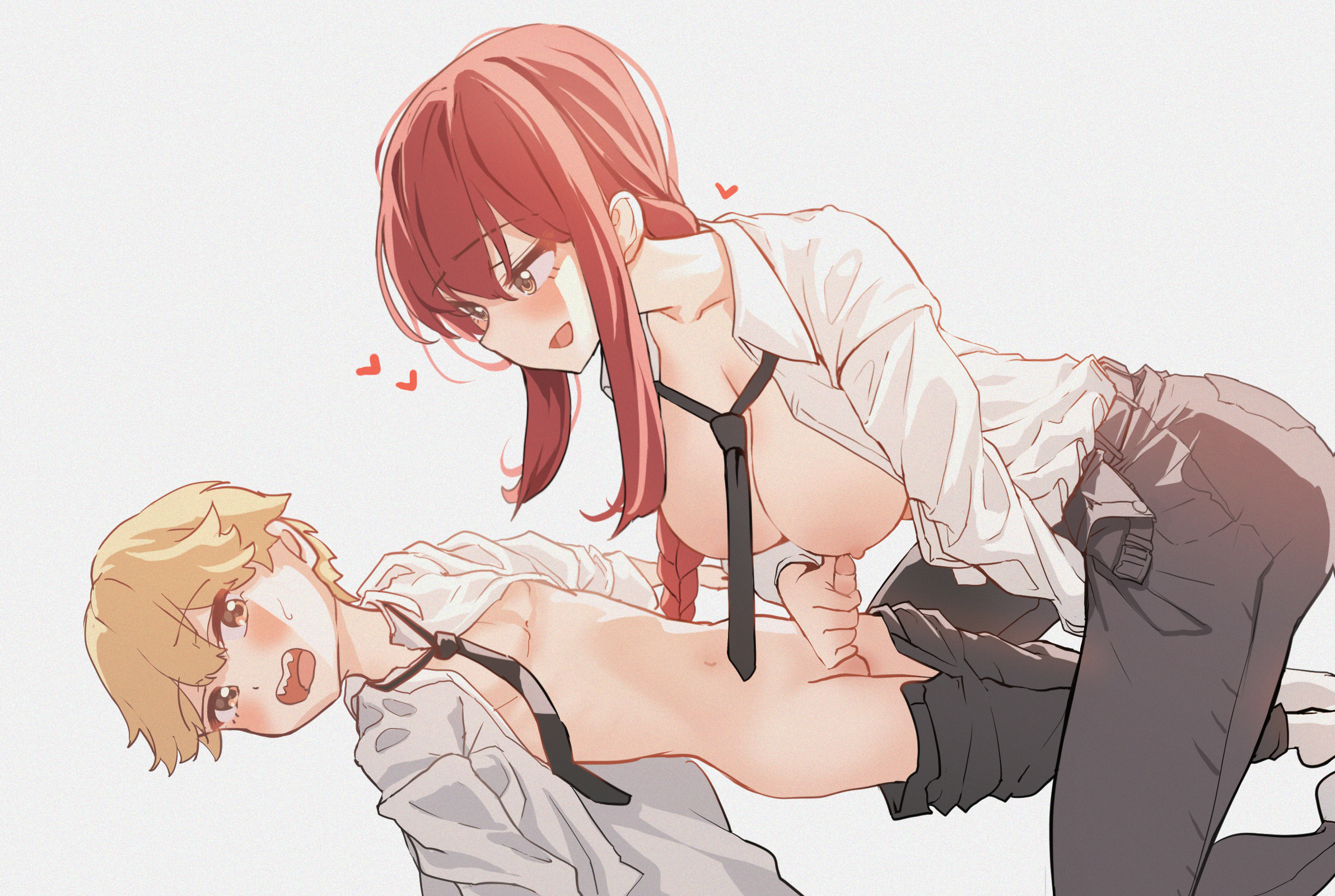 breasts, chainsaw man, denji (chainsaw man), female, femdom, handjob, makima (chainsaw man), unbuttoned, unreasonable (artist)