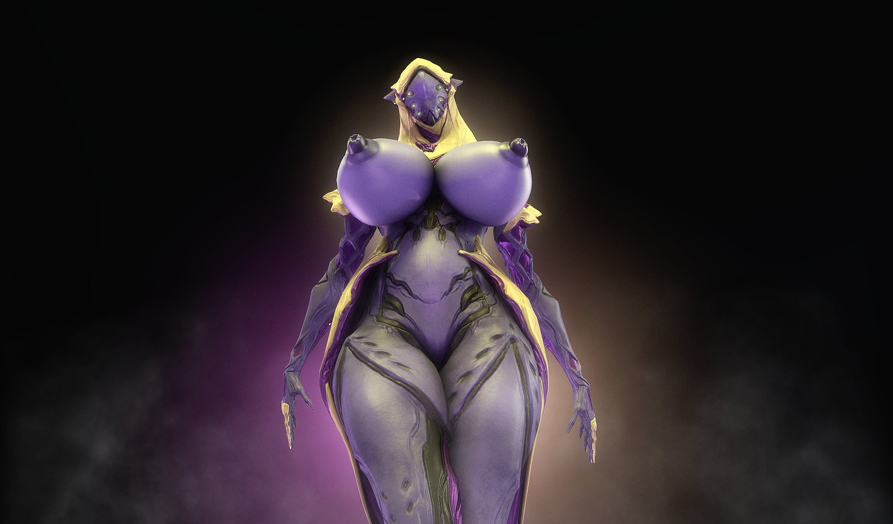 1girls, 3d, 3d model, 6 eyes, alien, alien girl, big breasts, blurry background, breasts, female, female only, glowing, glowing eyes, inflated breasts, large nipples, looking at viewer, multi eye, oversized breasts, rodler-h8, solo, solo female, tagme, thick thighs, video game character, warframe, wisp (warframe)