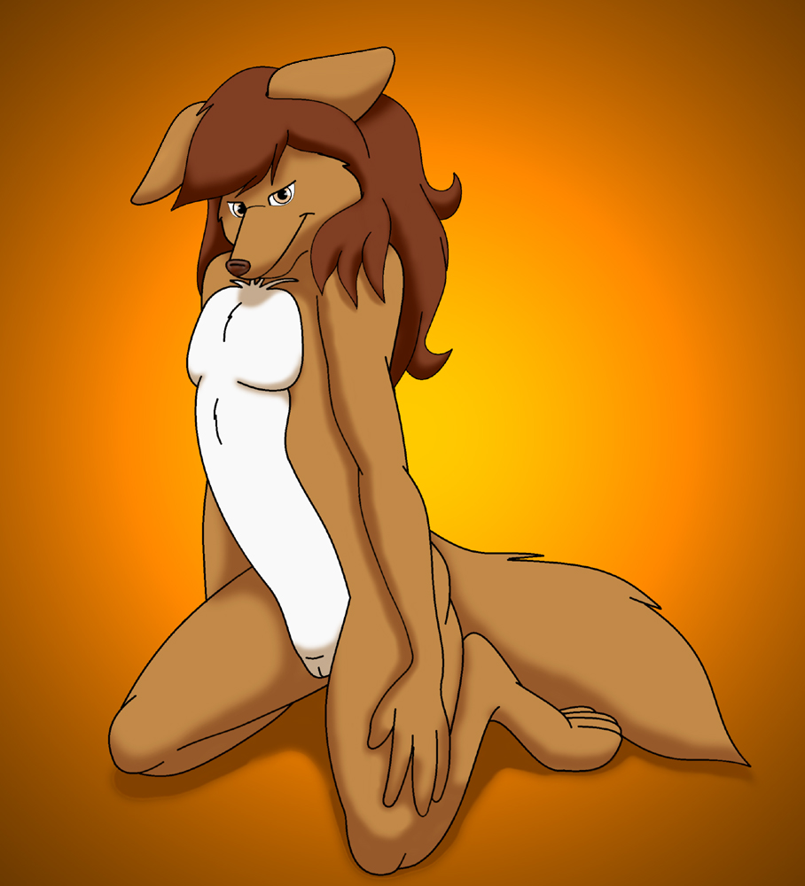 anthro bowmanswolf canine female flat_chest florence_ambrose freefall_(webcomic) fur furry kneeling lonefox nude pussy sitting solo