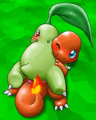 artist_request blush charmander chikorita compression_artifacts female fire male nintendo penis pokémon_(species) pokemon pokemon_gsc pokemon_rgby pussy pussy_juice sex tail tail_fire unknown_artist