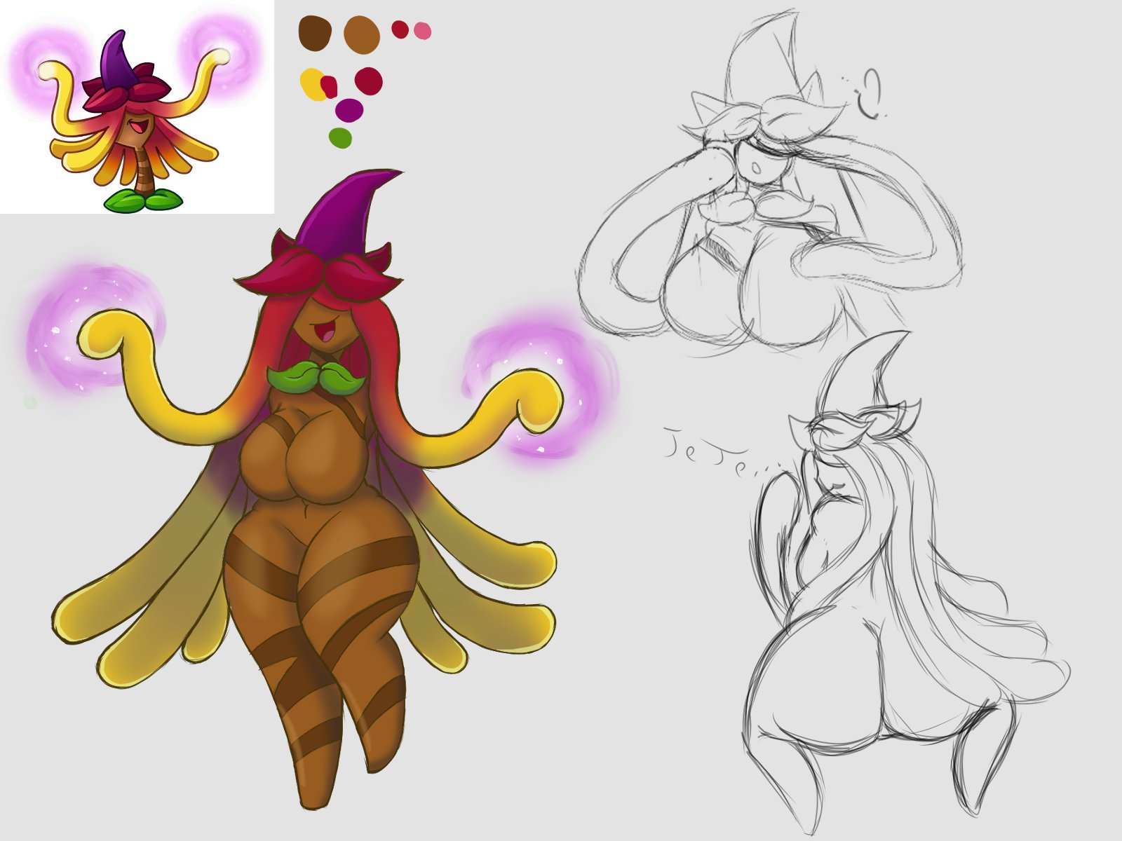 1girls, anthro, anthrofied, arielchisa75423, ass, breasts, female, flora fauna, mighty dx, plant, plant girl, plant humanoid, plantie, plants vs zombies, plants vs. zombies, popcap games, pussy, witch hazel (pvz)