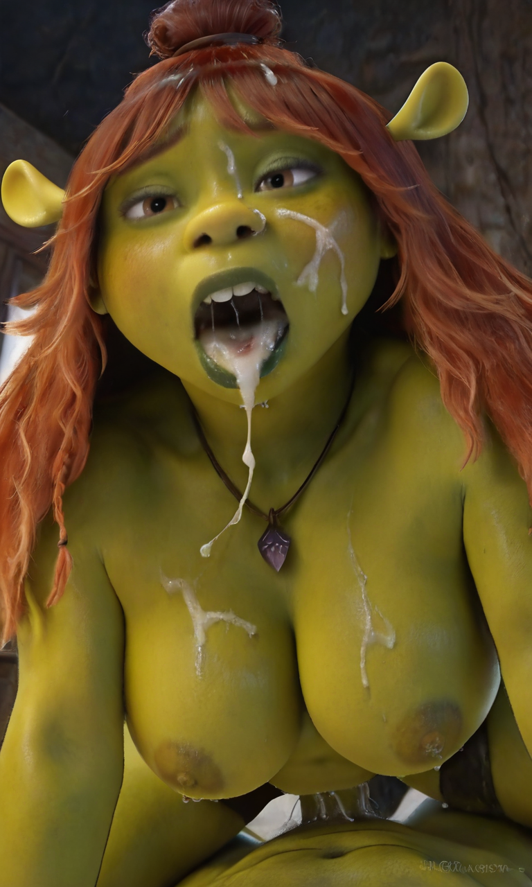 ahe gao, ahegao face, ai generated, big black cock, big breasts, blowjob face, braided hair, breast grab, breasts, cum, cum explosion, cum in mouth, dark skin, dark-skinned male, dreamworks, dreamworks animation, felicia (shrek), female, green skin, huge breasts, lipstick, long hair, male, necklace, nose piercing, ogre, ogre female, ogre girl, penis, piercing, pixai, pov, pov blowjob, saliva, shrek, shrek (series), shrek 5, tongue, tongue out, universal pictures, universal studios, yukio0o