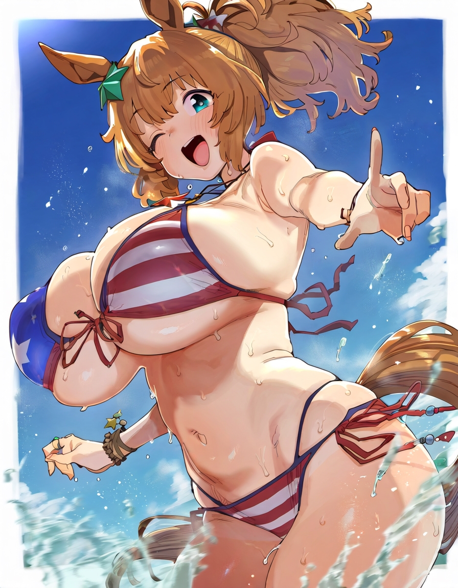 1girls ai_generated animal_ears anthropomorphization artist_request eyes female hair legs skin tagme taiki_shuttle_(umamusume) umamusume umamusume_pretty_derby young