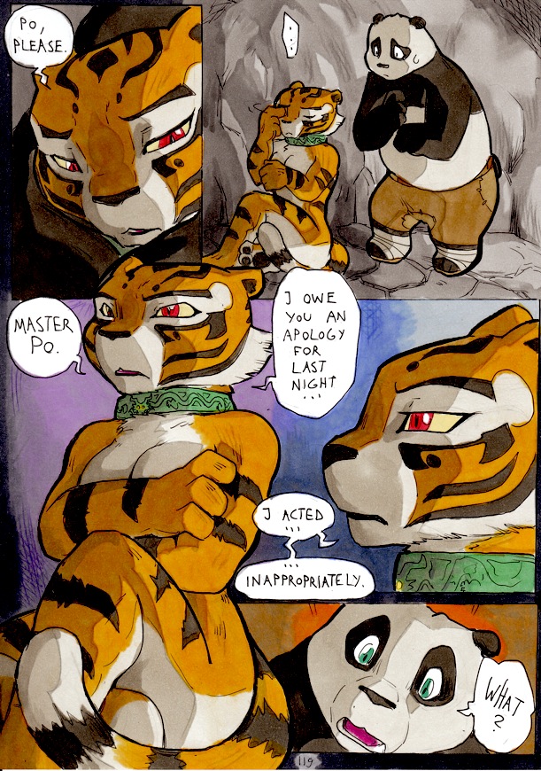 anthro better_late_than_never collar comic daigaijin dialogue english_text feline female fur furry kung_fu_panda master_po_ping master_tigress nude page_119 panda text tiger