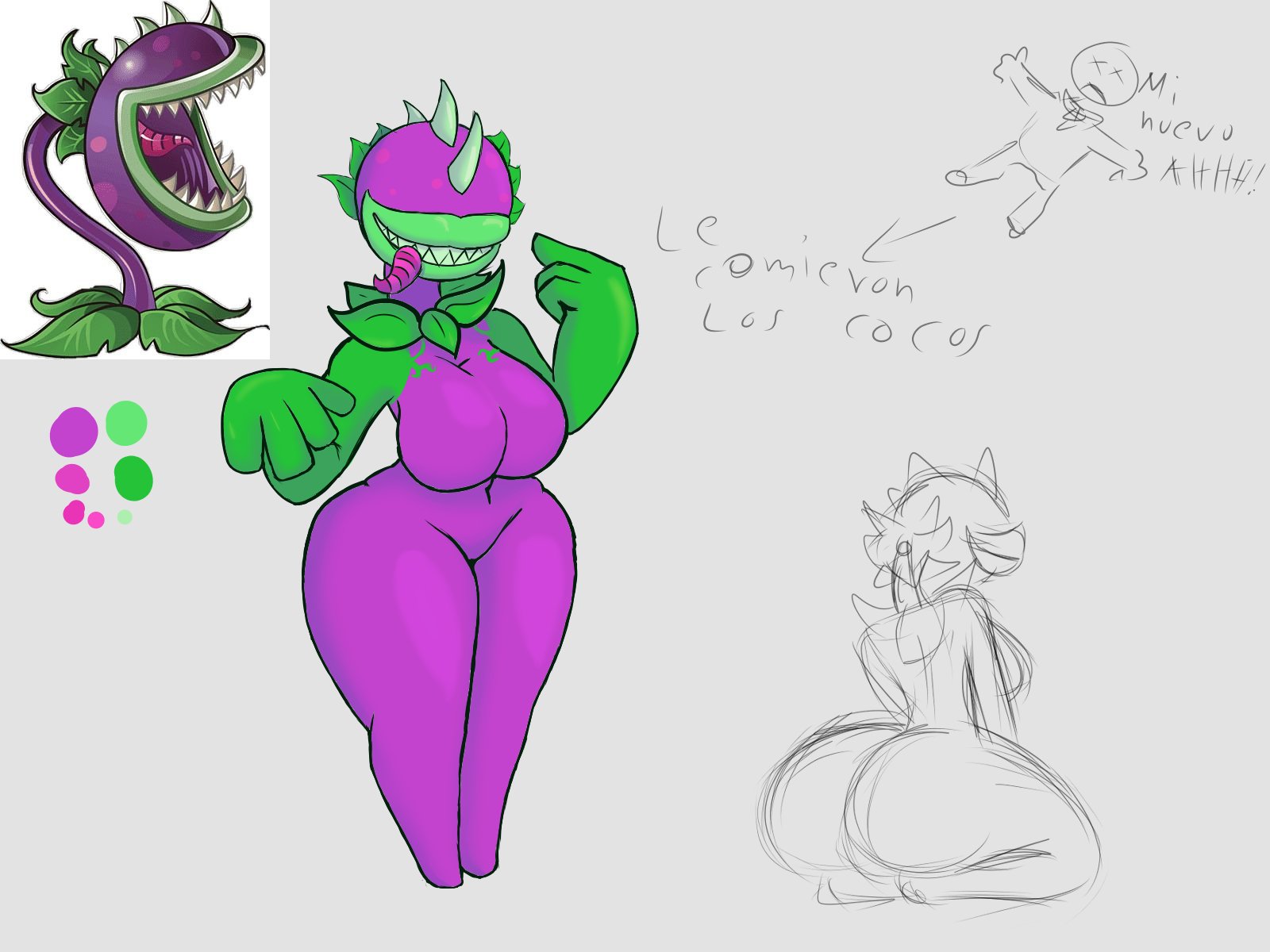 1girls, anthro, anthrofied, arielchisa75423, ass, breasts, chomper (pvz), female, flora fauna, mighty dx, plant, plant girl, plant humanoid, plantie, plants vs zombies, plants vs. zombies, popcap games, pussy