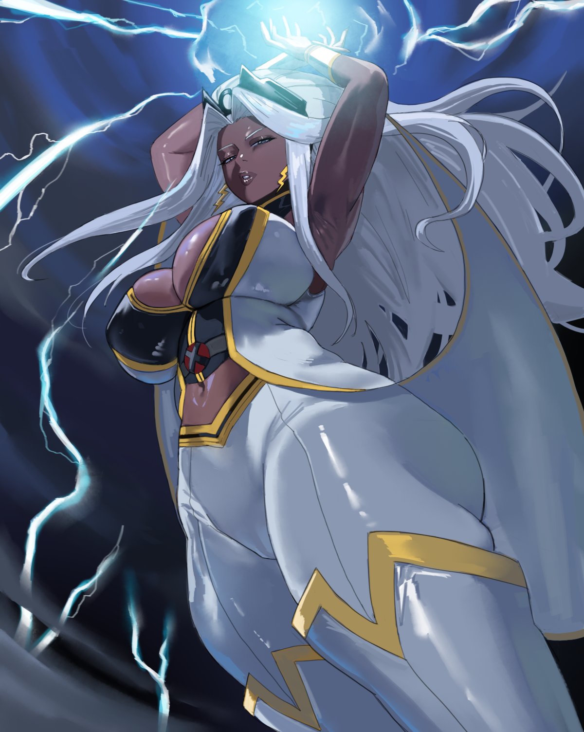 1girls, arc system works, ass, big ass, big breasts, big thighs, breasts, bust, busty, chest, curvaceous, curvy, curvy figure, dark skin, dark-skinned female, digital media (artwork), female, hips, hourglass figure, huge ass, huge breasts, huge thighs, large ass, large breasts, large thighs, legs, marvel, marvel comics, marvel tokon: fighting souls, mature, mature female, mugi (mugit49), mugit49, mutant, mutant (marvel), ororo munroe, slim waist, storm (marvel tokon), storm (x-men), thick, thick hips, thick legs, thick thighs, thighs, voluptuous, waist, white hair, wide hips, x-men