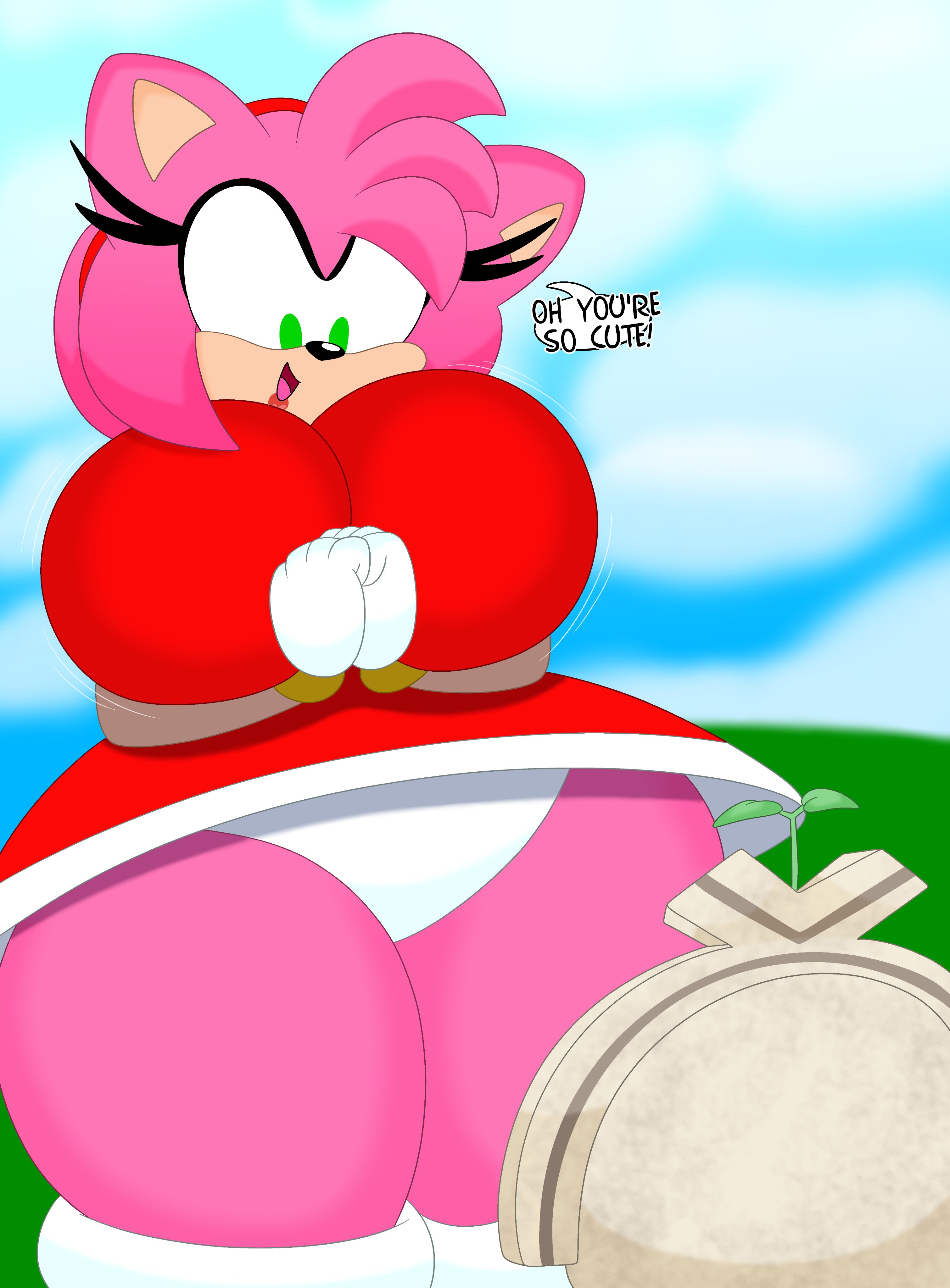 1girls, 3barts, amy rose, anthro, big breasts, breasts, busty, clothing, dialogue, dress, female, female only, hedgehog, huge breasts, large breasts, panties, sega, sonic (series), sonic frontiers, sonic the hedgehog (series), text, thick thighs, upskirt, wide hips