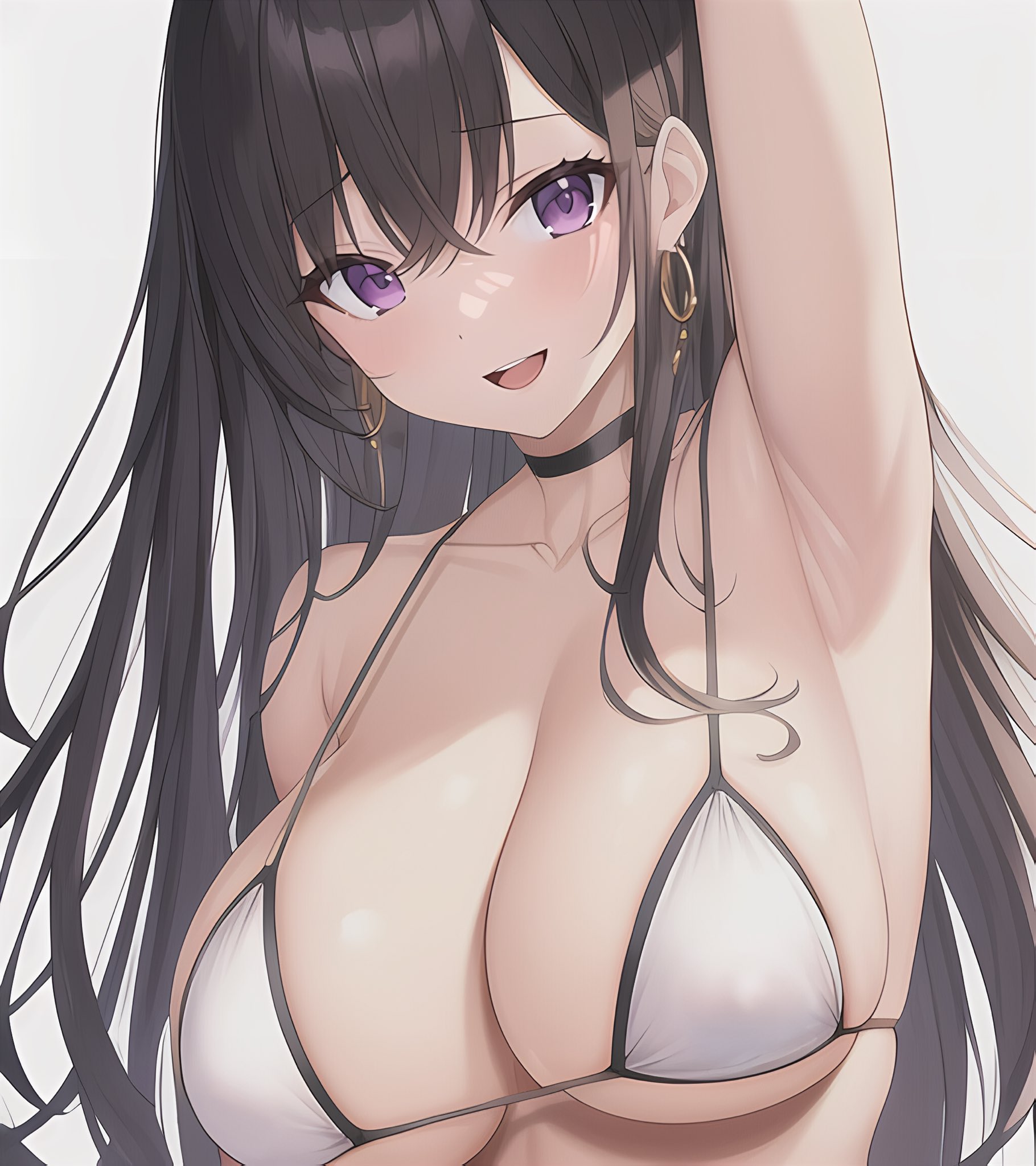 1girls, ai generated, big breasts, black hair, breasts, bulging breasts, female, female only, long hair, looking at viewer, nai diffusion, original, solo, stable diffusion, stuffyai