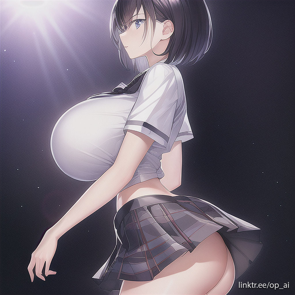 ai_generated huge_breasts op_ai school_uniform schoolgirl short_hair skirt tagme