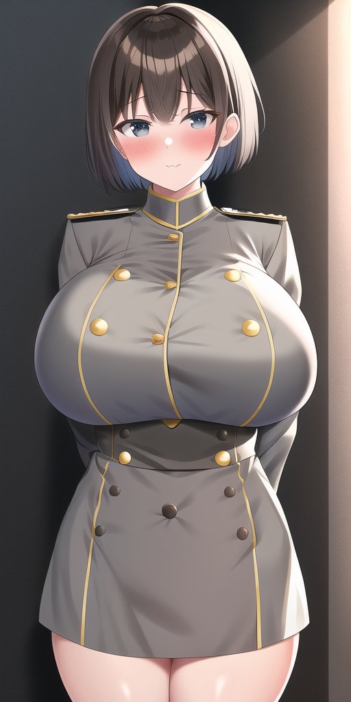 1girls, ai generated, big breasts, breasts, female, female only, military, military uniform, nai diffusion, original, original character, solo, stable diffusion