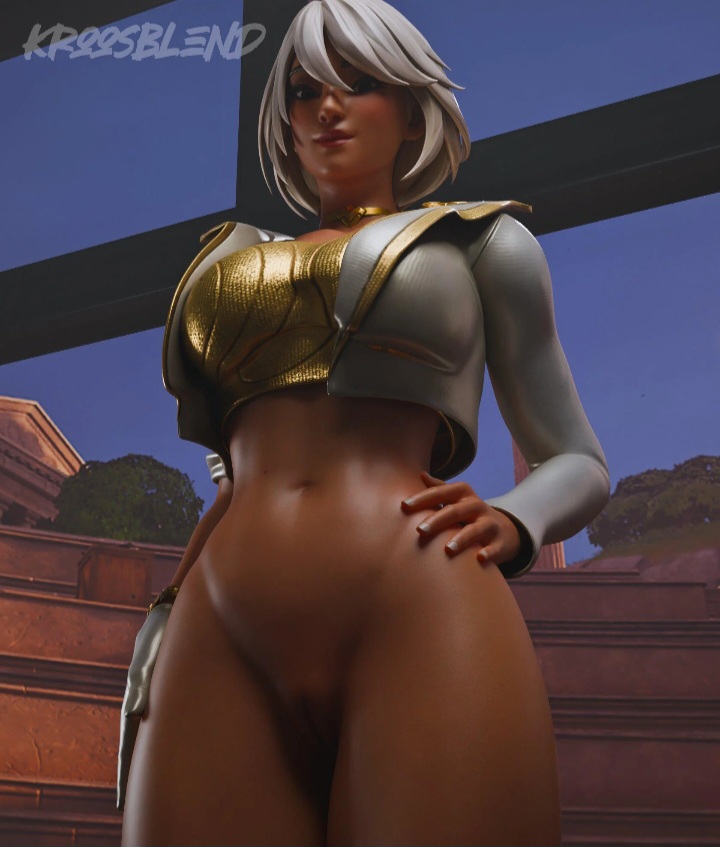 3d, aphrodite (fortnite), ass, big breasts, breasts, female, fortnite, fortnite: battle royale, glove, gold eyes, jacket, thick, thick ass, thick thighs, white nails