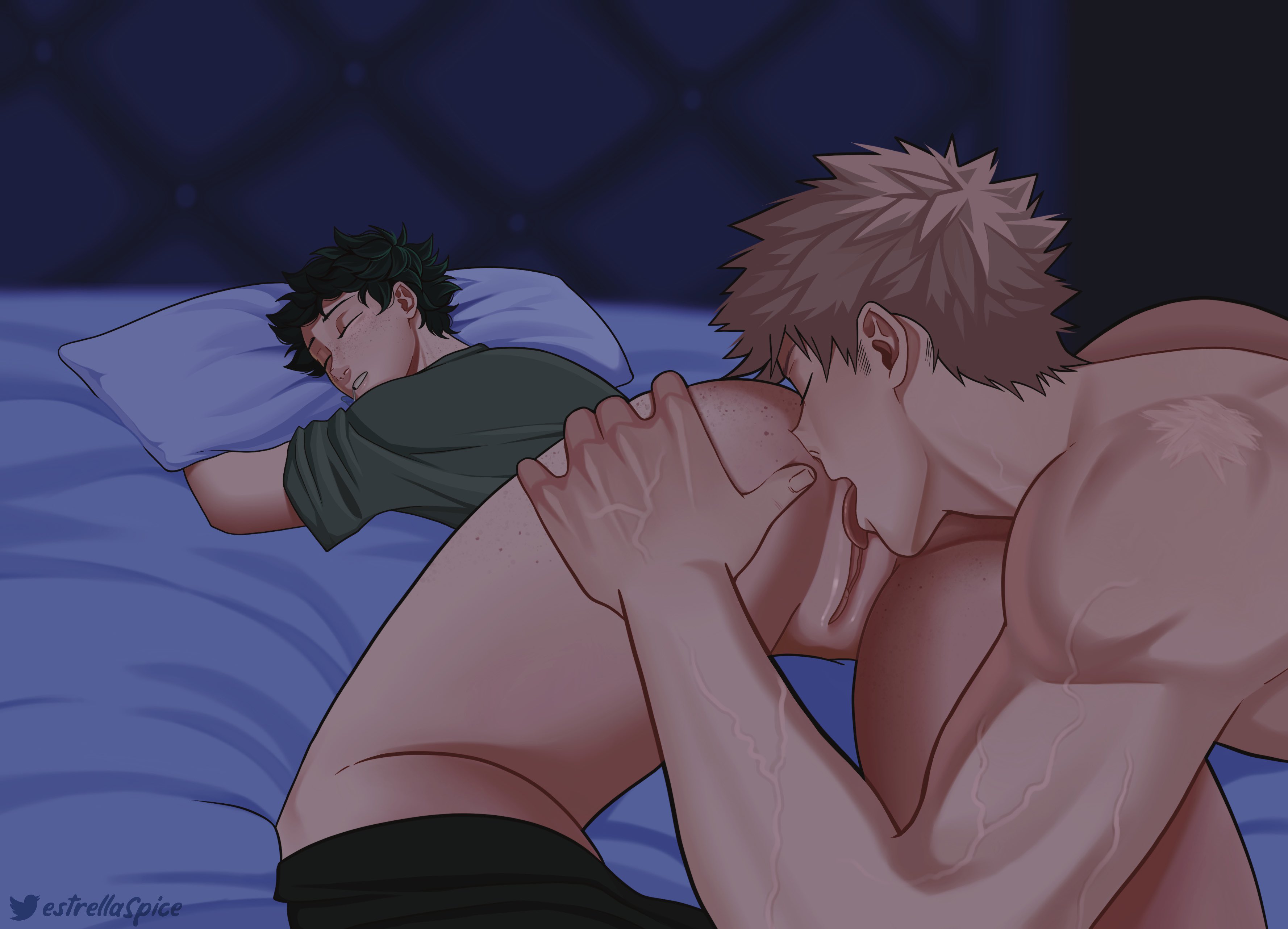 1boy, 1cuntboy, asleep, bakugou katsuki, cuntboy, cuntboy focus, cuntboy/male, cuntboysub, eating pussy, estrellaspice, intersex, izuku midoriya, katsuki bakugou, licking pussy, male, midoriya izuku, my hero academia, oral sex, pussy, sleeping, somnophilia