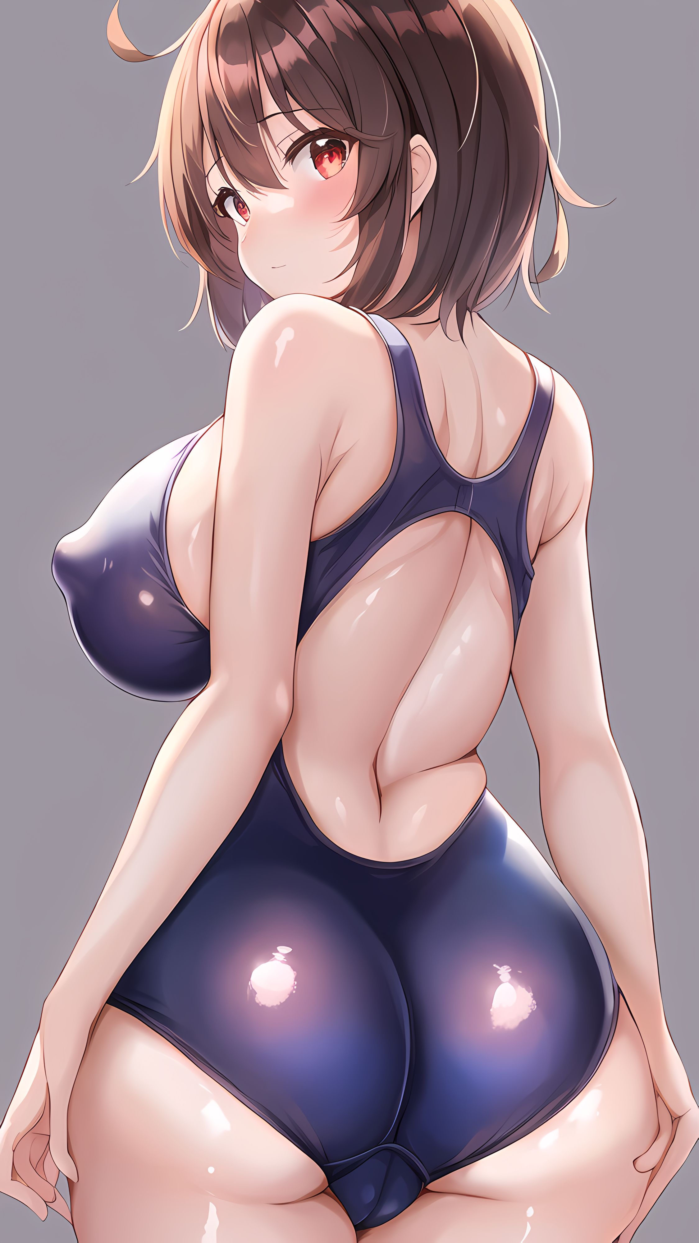 1girls, ai generated, ass, ass up, bangs, breasts, cute, female, from behind, from below, huge ass, huge breasts, huge butt, kono subarashii sekai ni shukufuku wo!, megumin, nai diffusion, nipples, nude, red eyes, school swimsuit, short hair, sidelocks, solo, solo female, stable diffusion, thick ass, thick thighs