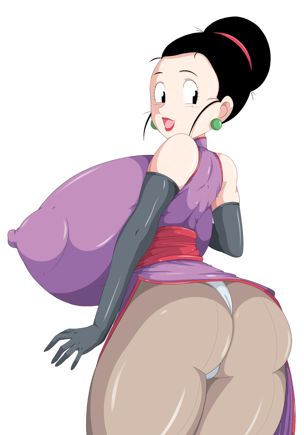 breasts, chibi, chichi, chinese dress, dragon ball, dragon ball z, erect nipples, erect nipples under clothes, female, gigantic breasts, huge breasts, nipples, pantyhose, toshiso