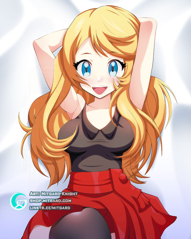 1girls breasts fanart female female_only mitgard-knight oppai pokegirl pokemon serena_(pokemon) serena_(pokemon_games) solo young younger_female