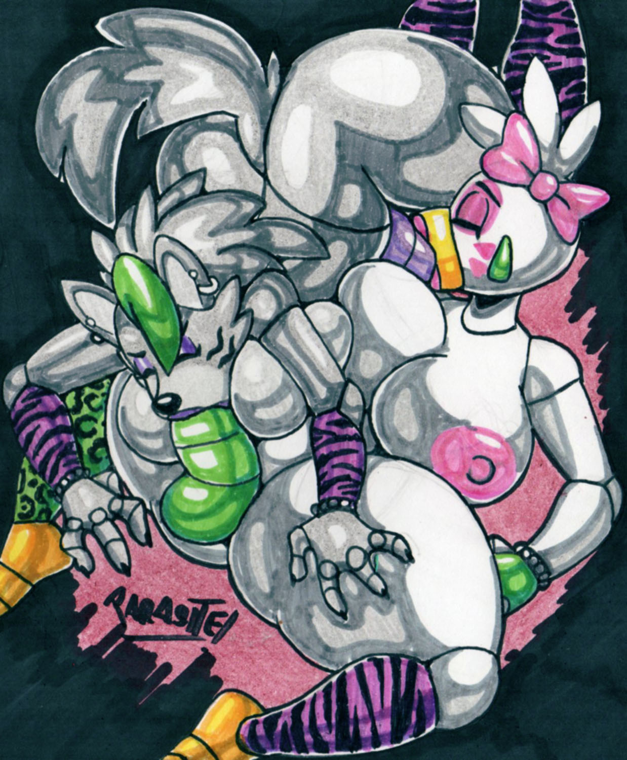 2futas, 2girls, 69, anthro, big breasts, big penis, blowjob, breast squeeze, breasts, dildo, duo, erection, female, five nights at freddy's, five nights at freddy's: security breach, futa on futa, futa only, futanari, glamrock chica (fnaf), intersex, lesbian, parasitedeath, penis, roxanne wolf (fnaf), roxyxchica, sucking dildo, sucking penis, tagme, traditional media (artwork)
