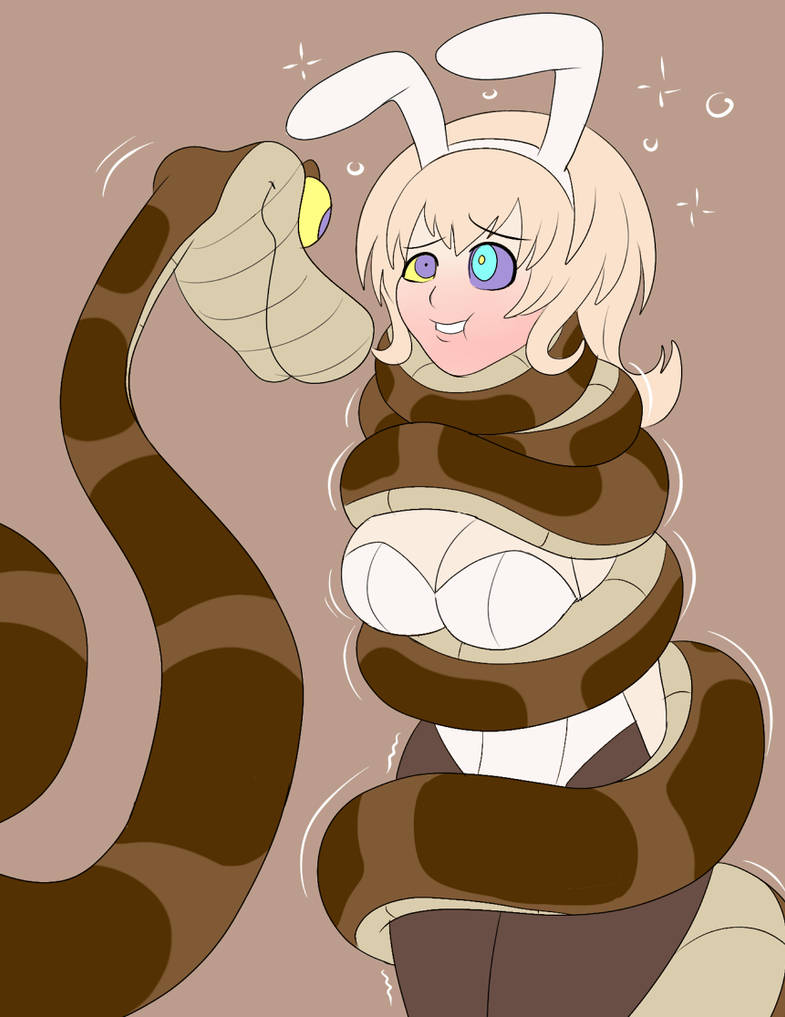 animal_ears asphyxiation bunnysuit coiling coils compa constriction disney happy_trance hypnosis hypnotic_eyes kaa kaa_eyes neptunia_(series) plsgts rabbit_ears snake squeezing strangling the_jungle_book