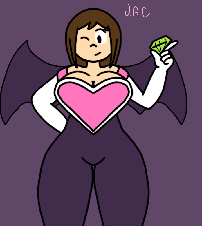 amazing_pikolas amazingpikolas big_breasts emerald_(gem) holding_object just_an_account_(artist) one_eye_closed original_character rouge_the_bat_(cosplay) thick_thighs