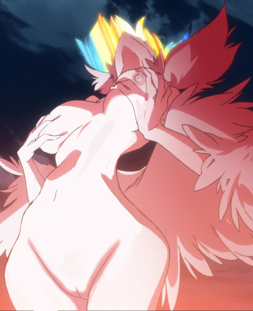 big_breasts breasts female kill_la_kill kiryuuin_ragyou multicolored_hair naked nekomate14_edited nipples touching_breast